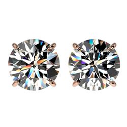 Genuine 3.05 CTW Certified H-I Quality Genuine Diamond Solitaire Stud Earrings Gold - 36692-REF#478Y