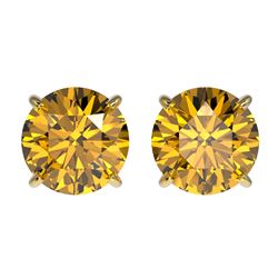 Genuine 2.11 CTW Certified Intense Yellow Genuine Diamond Solitaire Stud Earrings Gold - 36673-REF#1