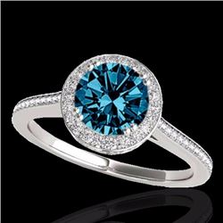 Genuine 1.55 CTW Certified Fancy Blue Genuine Diamond Solitaire Halo Ring Gold - 33531-REF#132H7R