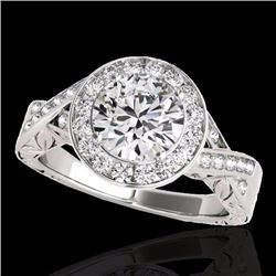 Genuine 1.75 CTW Certified G-I Genuine Diamond Bridal Solitaire Halo Ring Gold - 34522-REF#330K5T