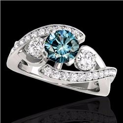 Genuine 2.01 CTW Certified Fancy Blue Genuine Diamond Bypass Solitaire Ring Gold - 35050-REF#176H8R