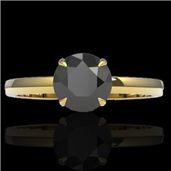 Natural 2.0 CTW Black Diamond Designer Inspired Solitaire Engagement Ring 18K Gold - 22216-REF#58Y7V