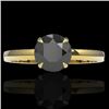Image 1 : Natural 2.0 CTW Black Diamond Designer Inspired Solitaire Engagement Ring 18K Gold - 22216-REF#58Y7V