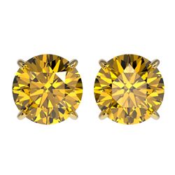 Genuine 2.50 CTW Certified Intense Yellow Genuine Diamond Solitaire Stud Earrings Gold - 33110-REF#2