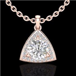 Genuine 1.50 CTW Micro Pave Halo Solitaire Diamond Certified Necklace 14K Gold - 20523-REF#349G6W