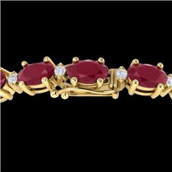 Natural 23.5 CTW Ruby & Diamond Certified Eternity Tennis Bracelet Gold - 29376-REF#93H2R