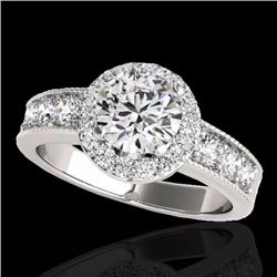 Genuine 2.10 CTW Certified G-I Genuine Diamond Bridal Solitaire Halo Ring Gold - 34540-REF#167N3G