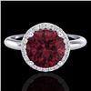 Image 1 : Genuine 2.70 CTW Garnet & Micro Pave Diamond Ring Designer Halo 18K Gold - 23211-REF#44N8G