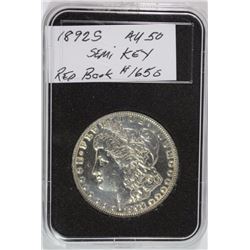 1892-S MORGAN SILVER DOLLAR - SEMI KEY - XF CLEANED / POLISHED