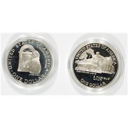 2 - PROOF COMMEMORATIVE DOLLARS - 1992 WHITE HOUSE 200th ANNIV & 1990 IKE DOLLAR