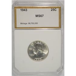 1943 WASHINGTON QUARTER PCI SUPERB BU+