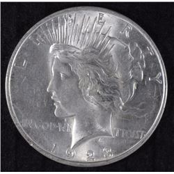 1923-D PEACE SILVER DOLLAR, CHOICE BU