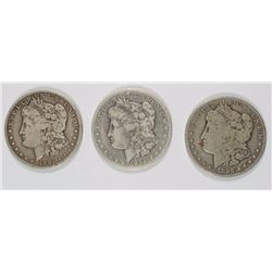 1894-O FINE, 1898-S VG & 1901-S FINE MORGAN SILVER DOLLARS