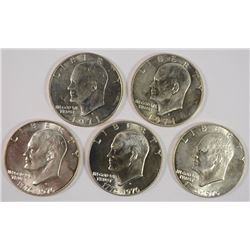 (5) GEM BU SILVER IKE DOLLARS; 2-1971-S & 3-1976-S