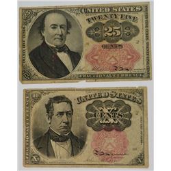 FRACTIONAL CURRENCY: 1874 TEN CENT & 1874 TWENTY-FIVE CENT