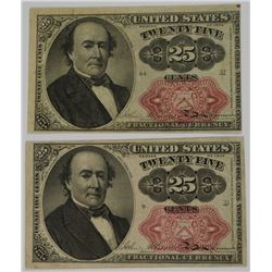 FRACTIONAL CURRENCY: 2- 1874 TWENTY-FIVE CENT