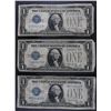 Image 1 : ( 3 ) 1928 $1.00 ( FUNNY BACK ) SILVER CERTIFICATES