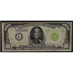 1928 $1000 FEDERAL RESERVE NOTE,  VF  SCARCE