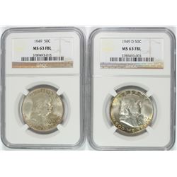 1949 & 1949-D FRANKLIN HALF DOLLARS, NGC MS-63 FBL