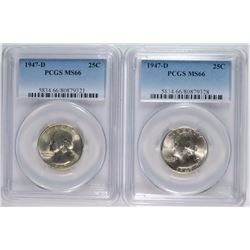 2 - 1947-D WASHINGTON QUARTERS PCGS MS66