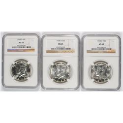 3 - 1968-D KENNEDY HALF DOLLARS - NGC MS65