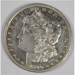 1890-CC MORGAN SILVER DOLLAR AU, TAILBAR, RARE!