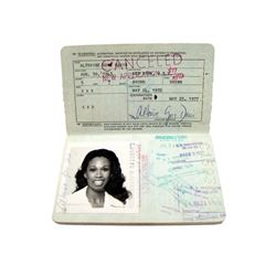 Sammy Davis Jr. Wife Altovise Davis Original Passport Entertainment Memorabilia