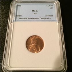 1946 Lincoln Cent NNC MS67 Red