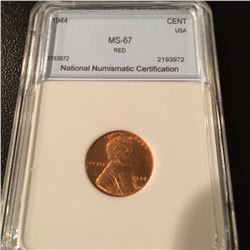 1944 Lincoln Cent NNC MS67 Red