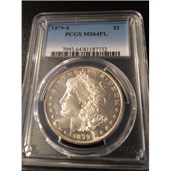 USA;  1879-S $1 PCGS MS64PL