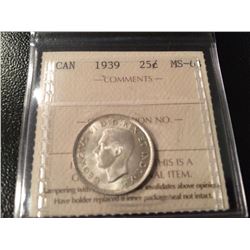1939 Canada Twenty Five Cents ICCS MS63