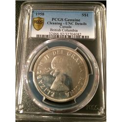 1958 Canada Dollar PCGS UNC Details