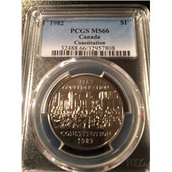 1982 Canada Dollar Constitution PCGS MS66