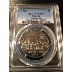 1982 Canada Dollar Constitution PCGS MS65