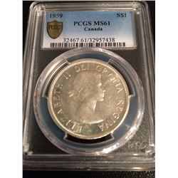 1959 Canada Dollar PCGS MS61