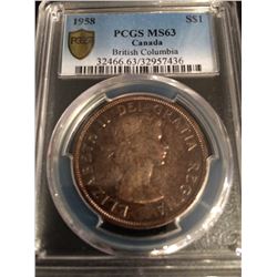 1958 Canada Dollar PCGS MS63