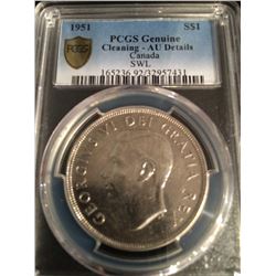 1951 Canada Dollar PCGS AU Details SWL