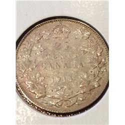 1914 Canada 25 Cent (F-VF)