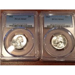 (2) US 25Cent PCGS 1963 MS64 - 1962 MS65