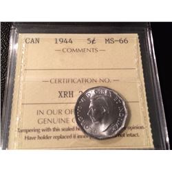 1944 Canada 5 Cents - ICCS MS-66!!