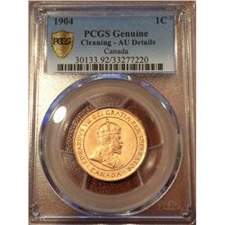 1904 Canada 1 Cent (BN) PCGS Genuine AU Details