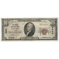 1929 $10 Lincoln Illinois National Currency Note