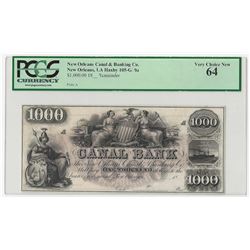 1800s $1000 New Orleans Canal & Banking Co. Obsolete Note PCGS Choice New 64