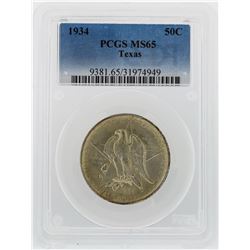 1934 Texas Independence Centennial Commemorative Half Dollar Coin PCGS MS65