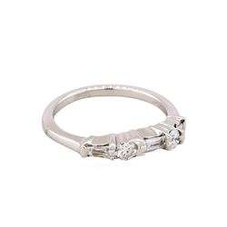 14KT White Gold 0.35ctw Round and Baguette Cut Diamond Ring