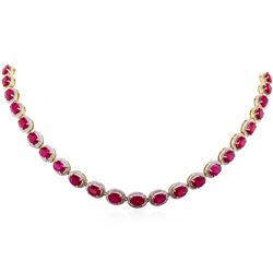 14KT Yellow Gold 36.51ctw Ruby and Diamond Necklace