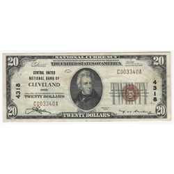 1929 $20 Cleveland Ohio National Currency Note