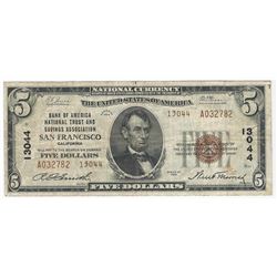 1929 $5 San Francisco California National Currency Note