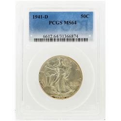 1941-D Walking Liberty Half Dollar Coin PCGS MS64