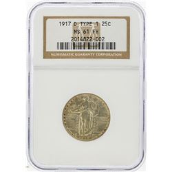 1917-D Standing Liberty Quarter Type 1 NGC Graded MS61 FH